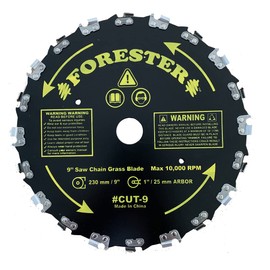 Forester 9” Chainsaw Brush Cutter Blade – 20 Tooth Circular Trimmer Saw Blade - for Trimming Trees, Clearing Underbrush, Cutting String, Weeds and Bush