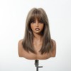 Allbell Brown Bob Wig with Curtain Bangs Brown Mixed Blonde