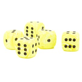 WeLoveBeads W6 Cube (16 mm) in Neon Yellow/Black Dots - Made in Germany - Pack of 5