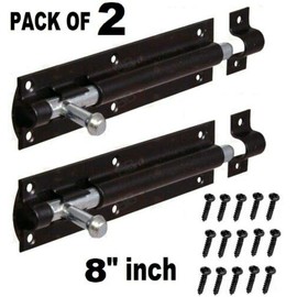 Paulstore 2x Large Garden Gate Shed Sliding Door 8" Tower Bolt Black Latch Catch