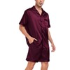 SWOMOG Men Silk Satin Pyjamas Sets Short Sleeve Sleepwear Button-Down