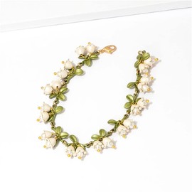 chichengnian Bracelet 2022 New vintage Girlfriends bracelet man-made Pearl Lily Of The Valley Leaf Floral Bracelet Personality Temperament Ethnic Style Accessories