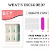 BFY Green Press on Nails Short Square Fake Nails, Spring