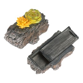 uxcell Fake Rock Hidden Key Box, Hide a Spare Key Waterproof Tree Stump Key Hider, Key Storage Lock Box Stone for Outside Garden Decoration, Brown