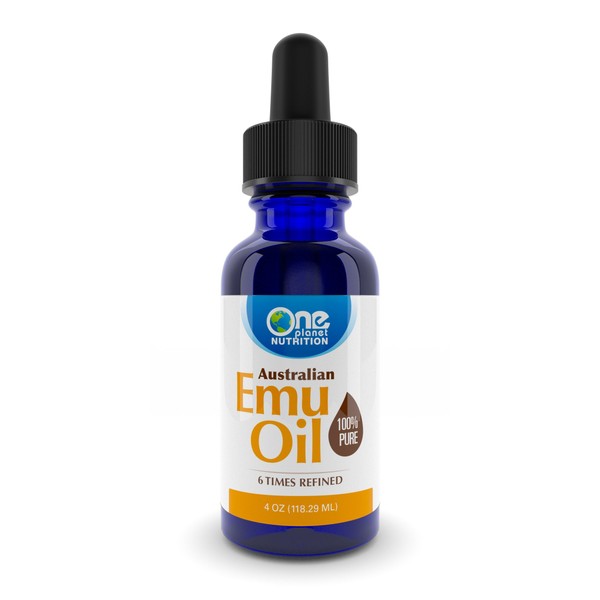 One Planet Nutrition Pure & Low Odor Australian Emu Oil, 6 Times Refined, Cold Pressed Emu Skin Oil For Face & Hair, Natural Fragrance-Free Skin Care Oil Vitamin, (4oz)