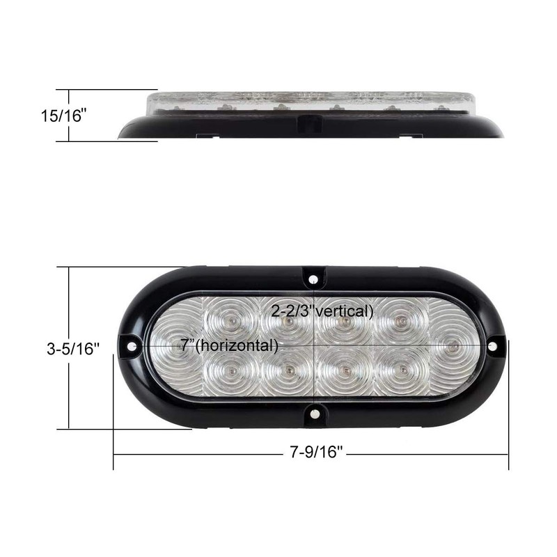 Partsam 4Pcs 6 Inch Oval Led Trailer Tail Lights Kit