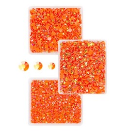 qiipii Fluorescent Orange AB Resin Rhinestones for Crafting 3mm 4mm 5mm Flatback Jelly Stones SS10 SS16 SS20 Diamonds Gems Charms for Nails Face Eyes Makeup Tumblers Bottles Crafts Shoes