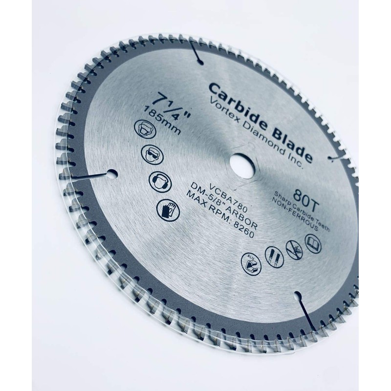 (2 Pack) VORTICE VAB 7-1/4 Inch 80 Teeth TCT Non-Ferrous
