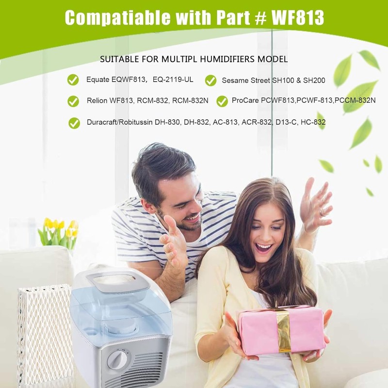 WXFANA 4 Pack WF813 Humidifier Filters Wick Replacement Compatible with