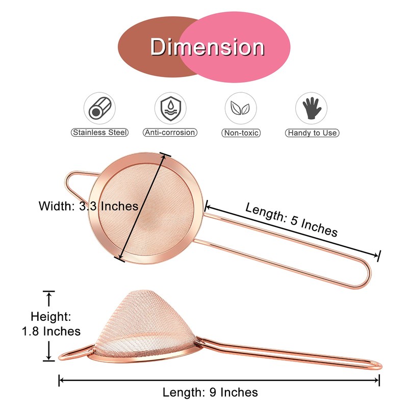 Small Strainer Set of 2, E-far 3.3 Inches Stainless Steel
