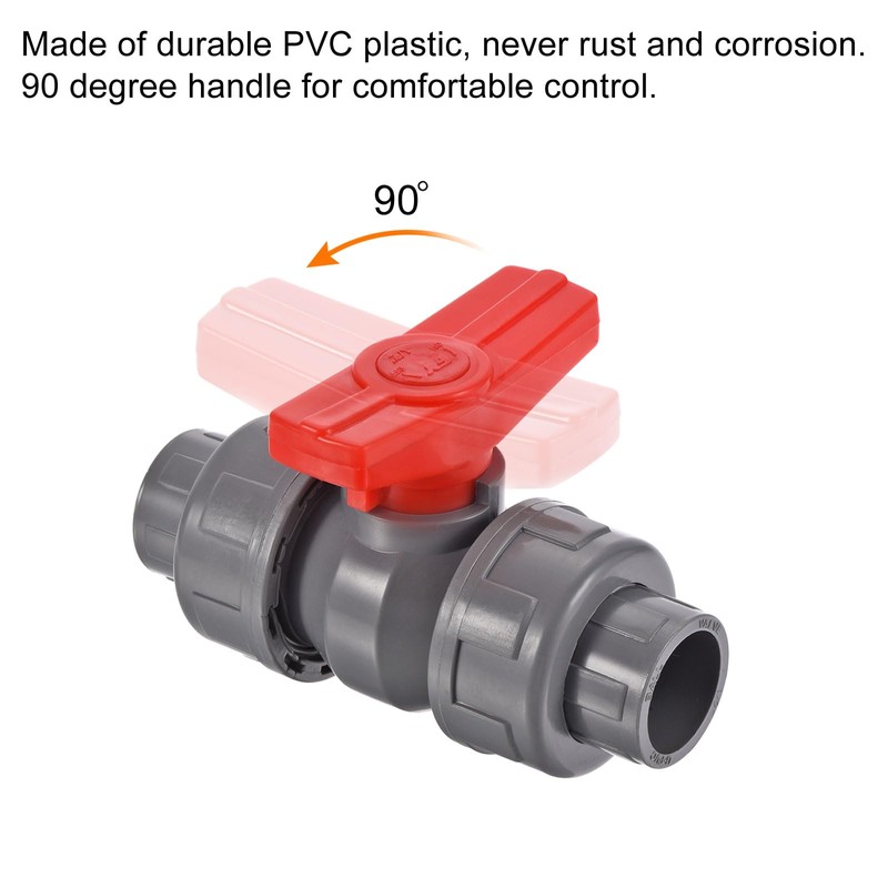 PATIKIL 20mm ID Double Union Ball Valve, 1 Pack PVC