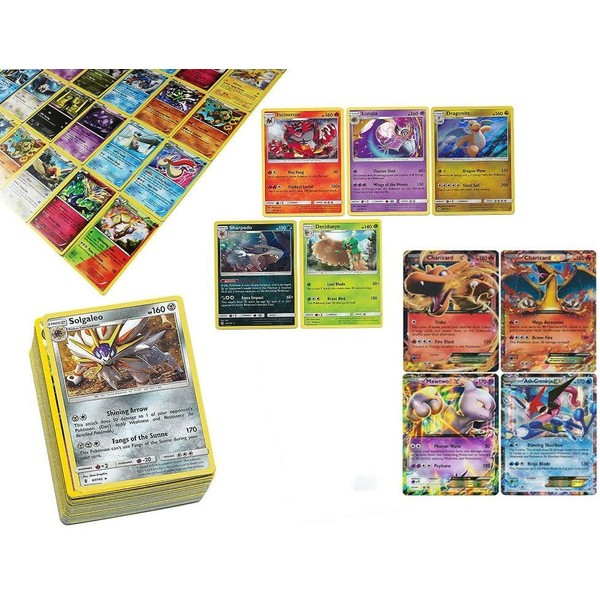 Pokemon TCG: 100 Card Lot Rare, Common, Unc, Holo with 2 Ex Cards