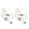 Toyvian Fox Masks 2pcs White Blank Masks DIY Animal Unpainted