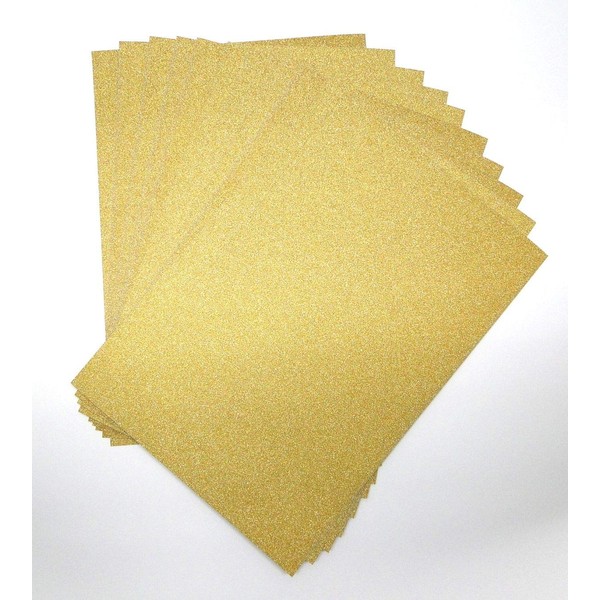 A4 Gold Glitter Card Glitter Paper Non Shed Sparkle Craft Sheets Sparkle Card 250gsm Bling Crafting Card Glitter Cardstock Acid Free (Gold - 10 Sheets)