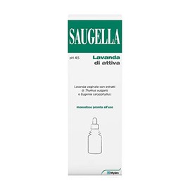 Saugella Lavanda di Attiva, Lavanda Vaginale ad Azione Detergente con Estratti di Timo e Chiodi di Garofano, Monodose Pronta all'Uso, Confezione da 140 ml