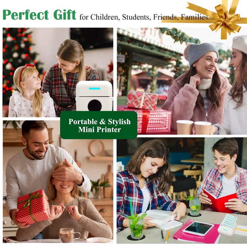 Vicbear Vicbear Mini Portable Printer, Inkless Sticker Printer with 12