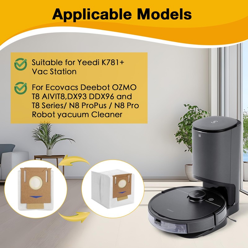 12 Pack Vacuum Dust Bags for Yeedi K781+ Vac Station,