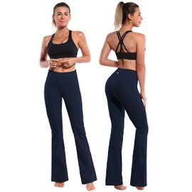 BUBBLELIME 29"/31"/33"/35"/37" 4 Styles Women's High Waist Bootcut Yoga Pants - Basic Nylon_DARKNAVY M-35 Inseam