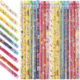 200 Pcs Happy Birthday Pencils Colorful Printed Birthday Pencils 7.5 Inch with Top Erasers Classroom Birthday Woodcase Lead Pencils for Teacher Student Reward Birthday Party Kids Gifts Supplies