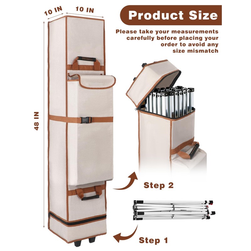 Roetelo Wheeled Canopy Tent Storage Bag for 10x10x48 Inch Pop
