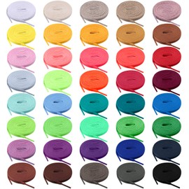 BQTQ 40 Pairs Colored Shoe laces 45 inches Shoelaces Flat Multipack Shoestrings for Sneakers Skates Sport Shoes Boots (40 Colors)