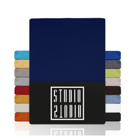 STUDIO Basic Fitted Sheet 90 x 190 cm, 100% Combed Cotton, Oeko-Tex 100, Brand Quality, Bed Sheet Jersey 90 x 190 cm - Navy