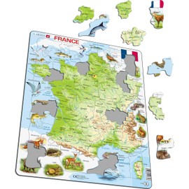 Larsen K49 France Physical Map French Edition Frame Puzzle with 60 Pieces