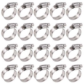 Glarks 20Pcs 304 Stainless Steel Adjustable 18-32MM Range Worm Gear Hose Clamps Assortment Kit, Fuel Line Clamp for Water Pipe, Plumbing, Automotive and Mechanical Application (18-32MM)
