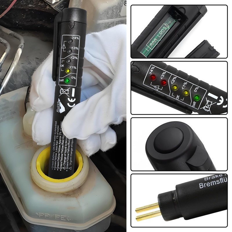 wuyaoyao Brake Fluid Liquid Tester Pen with 5 LED Indicators,