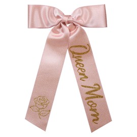 5" Long Tail Queen Mom Hair Bow Glitter Rose Gold Ribbon Bow-Knot Hair Clips Metal Hairpins for Grandma Wife Mother’s Day Gift Women Girls Birthday Dress Decor Accessory