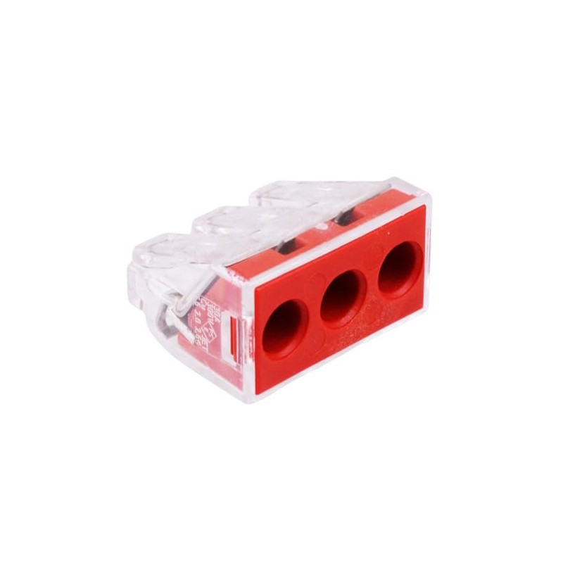 Wago 773-173 Red 3-Way Push Connectors 6mm² 41A 400V Pack