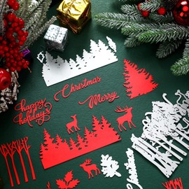 Lasnten Christmas Dies Christmas Theme Metal Cutting Dies for Card Making Merry Christmas Words Die Cuts DIY Scrapbooking for Christmas Photo Album Card Decoration Crafts Making Supplies