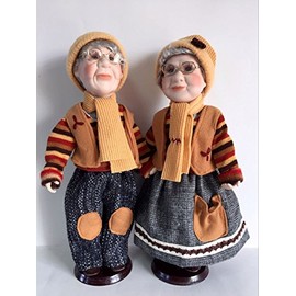 Jmisa 16" Pair of Grandpa & Grandma Lovely Porcelain Doll