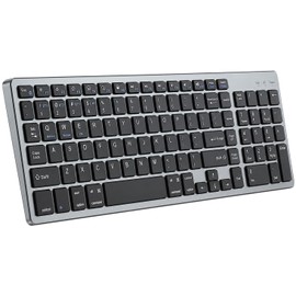 KUNSI Wireless Keyboard,Bluetooth and 2.4G USB Wireless Keyboard,Rechargeable Slim Quiet Typing Keyboard for Mac/Windows -Space Grey