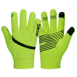 Sikma Waterproof cycling gloves Windproof Padded Softshell gloves Touchscreen Anti Slip Fleece Lined Midseason Winter Cycling Gloves Full Finger Breathable Bicycle. (Yellow Fluorescent, L)