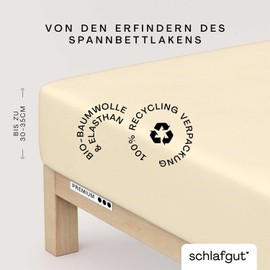 Schlafgut Premium Fitted Sheet 90 x 190 cm to 100 x 220 cm Yellow Light, Fitted Sheet Made of Soft Organic Cotton