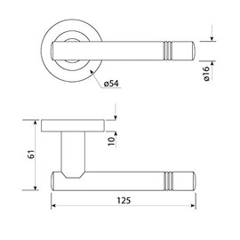 Brushed Stainless Steel Door Handles with Designer T Bar 3 Ring Lever H730015S