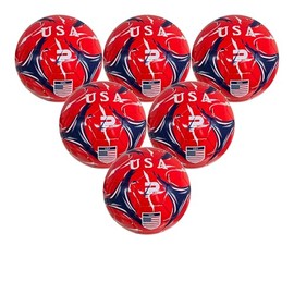 PLAYPRO Country Training Soccer Ball - Elite Edition - for All Ages - Size 2, 3, 4 and 5 (USA - RED, 4-6 Pack)