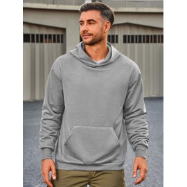 Runcati Mens Pullover Hoodies Long Sleeve Casual Lightweight Fashion Hooded Sweatshirt with Kanga Pockets Gray