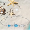 Turtle Anklet Ankle Bracelets for Women Sterling Silver Blue Opal