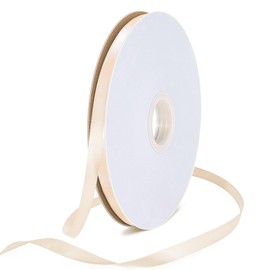 Bealif 91m Beige Satin Ribbon 6mm White Fabric Thick Ribbon for Hair Bows, Gift Wrapping, DIY Sewing Project, Wedding Birthday Xmas Decoration (Beige)