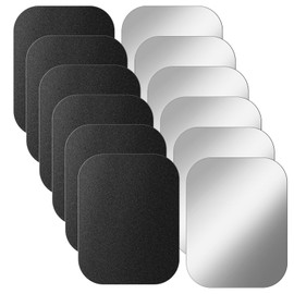 Bruislard Metal Plate for Magnets, 12Pcs Phone Magnet Sticker, Adhesive Thin Plates, Metal Plate Compatible with Magnetic Mounts with Adhesive Backing for Magnet Phone Mount(2 * 1.5",Black, Silver)