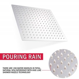 Ehauuo LED Rain Shower Head, 12" Rainfall Shower Head Water Temperature Controlled 3 Colors Lights Changing Water, High-Pressure Bathroom Shower Head