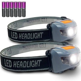 Bright Eyes - 2-Pack Cree LED Headlamp (White and Red Lights) - Adjustable Running, Reading, Camping, Outdoor or Indoor Flashlight Headlights