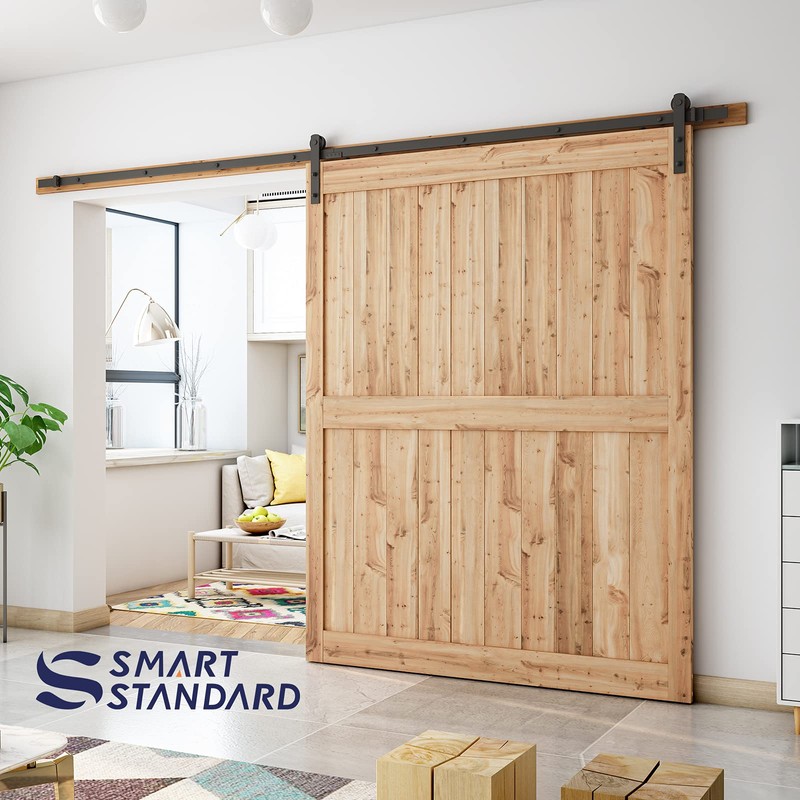 SMARTSTANDARD 11ft Barn Door Hardware Kit, Track, Sliding Hardware -