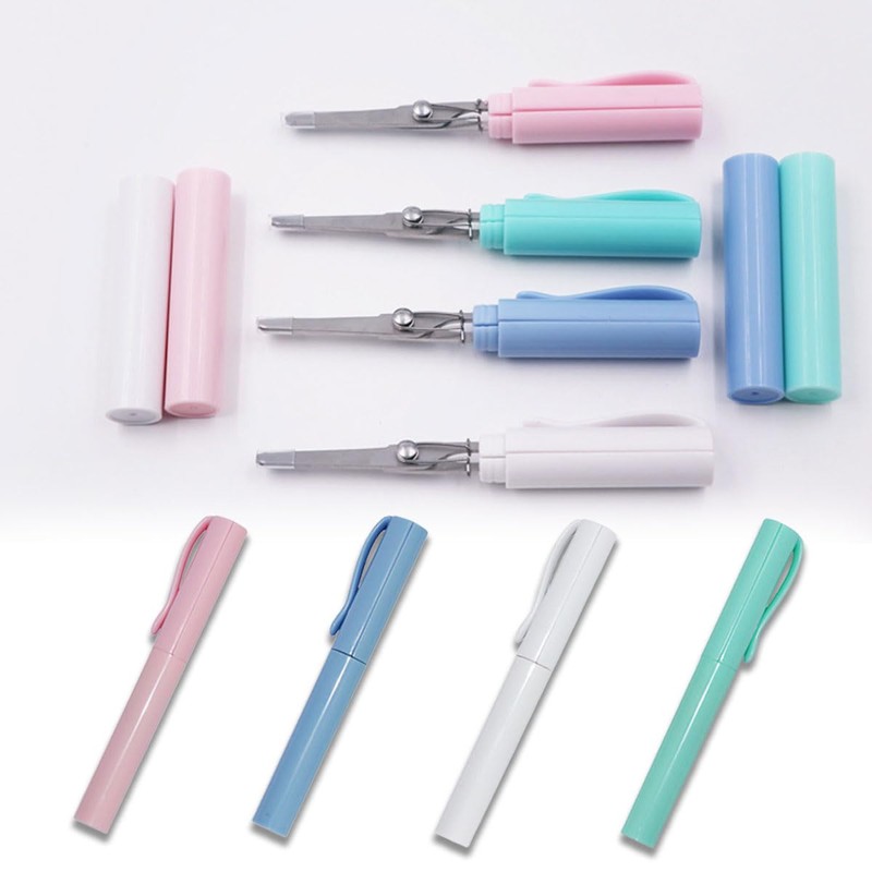 LEEQ Pack of 4 Pocket Scissors - Coloured Scissors, Folding