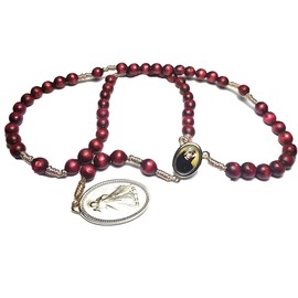 Saint Faustina Kowalska mystic visionary True Relic Chaplet Apostle Divine of Mercy with Miraculous Medal JESUS I TRUST in You Chaplet Three O' Clock prayer Poland Polish Novena (Cherry on The Cord)