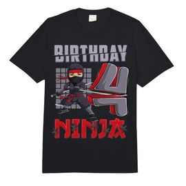 4 Year Old Ninja Birthday Boy 4th Birthday Ninja Party Kids Comfort Colors Adult Heavyweight T-Shirt