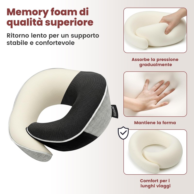 COSYLAND Cuscino da Viaggio in Memory Foam - Cuscino Aereo