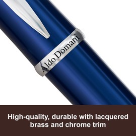 Monteverde USA Aldo Domani Fountain Pen - Broad Nib, Black Ink Fountain Pen, Blue - Luxury Pen for Men & Women, Office, Business, School, Gift